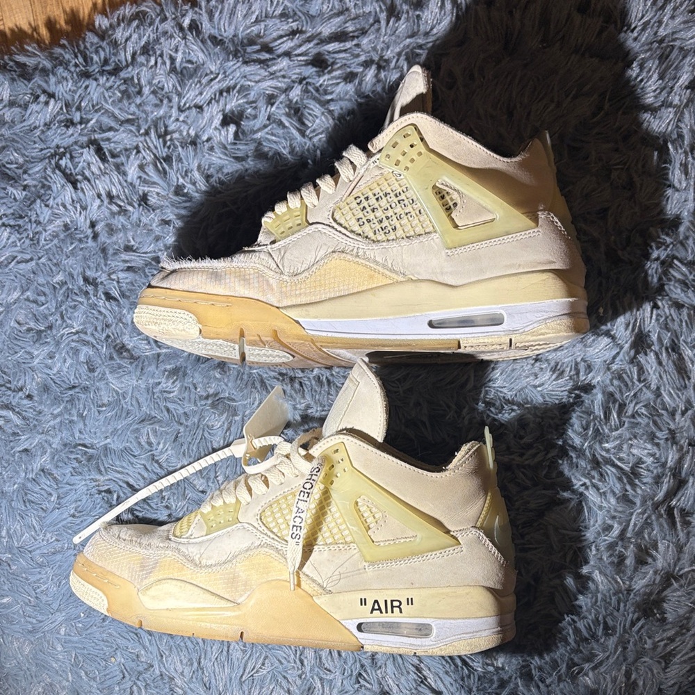 Off-White Air Jordan 4 in Cream and Tan